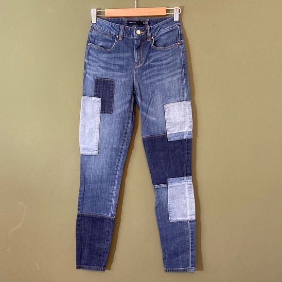 Karen Millen Denim - Karen Millen NWOT Patch Works Skinny, high waisted denim jeans 4 (UK 8)